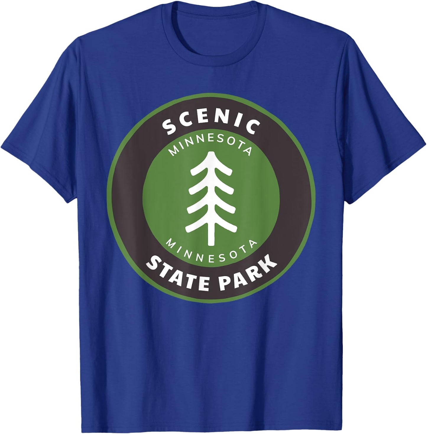 Scenic State Park Minnesota MN Forest Tree Badge T-Shirt - T-Shirt | Royal