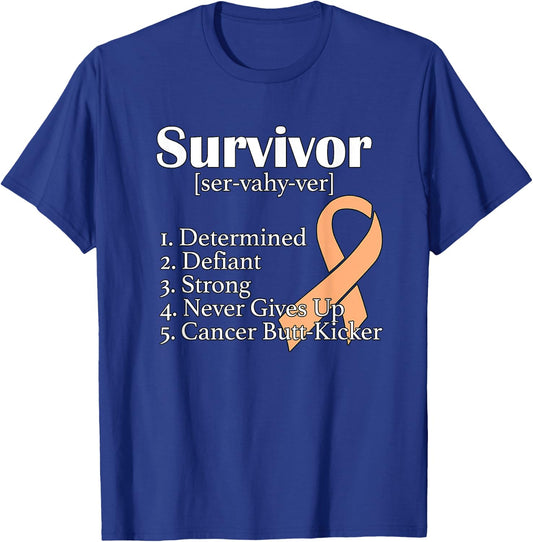 Uterine Cancer Survivor Gift Definition Peach Ribbon Novelty T-Shirt - T-Shirt | Royal