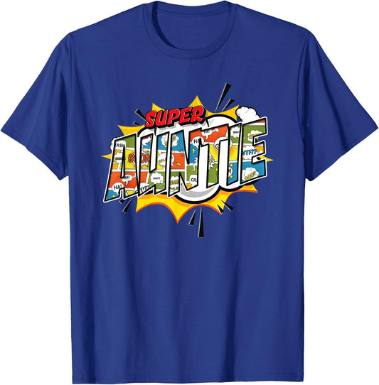 Super Auntie Comic Style Family Gift Your Aunt T-Shirt - T-Shirt | Royal