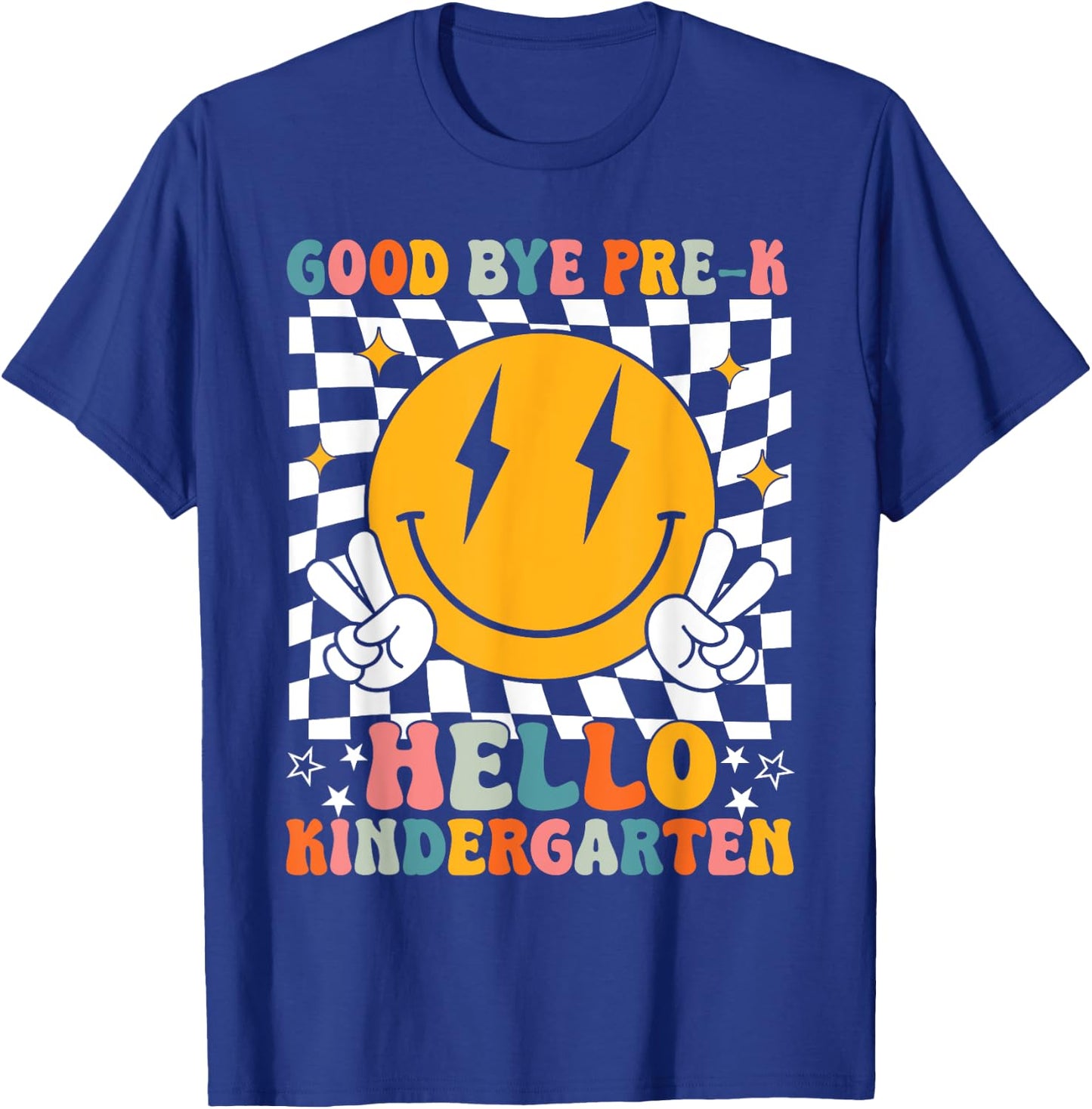 Retro Goodbye PreK Hello Kindergarten PreK Graduation 2025 T-Shirt - T-Shirt | Royal
