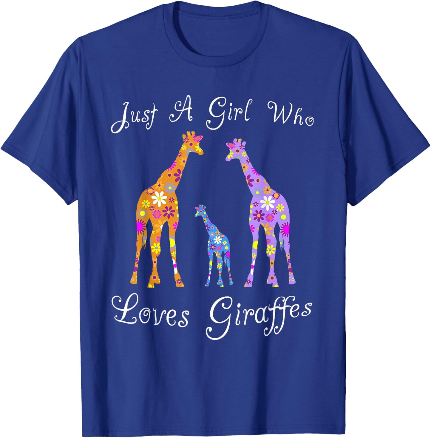 Fun Cute Just A Girl Who Loves Giraffes T-Shirt - T-Shirt | Royal