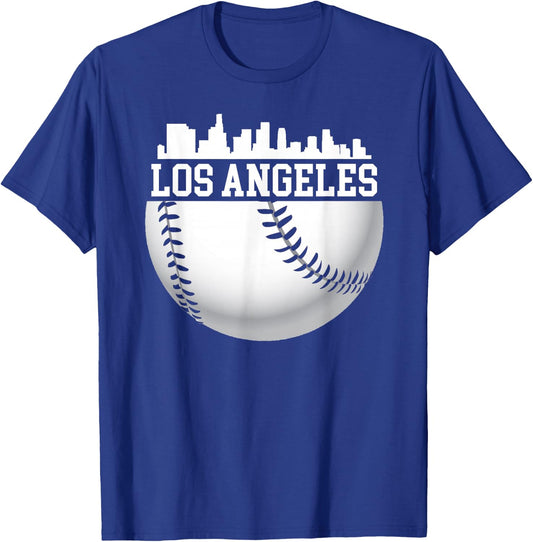 Vintage Downtown Los Angeles Shirt Baseball Retro California T-Shirt - T-Shirt | Royal