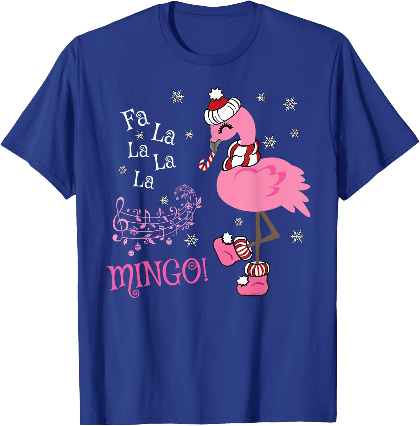 Cute Fa La La MINGO Candy Cane Christmas Flamingo T-Shirt - T-Shirt | Royal