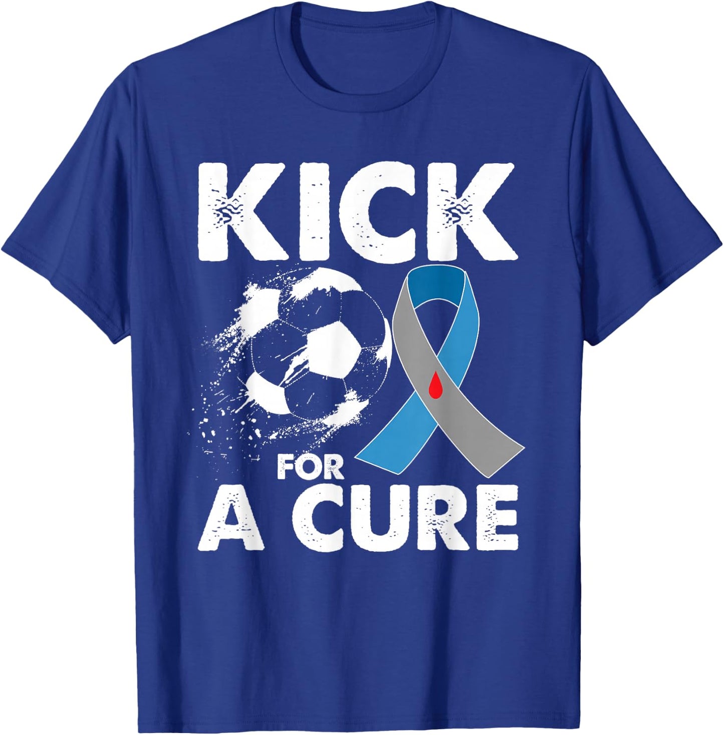 Kick For A Cure Soccer Type 1 T1D Diabetes Awareness Month T-Shirt - T-Shirt | Royal