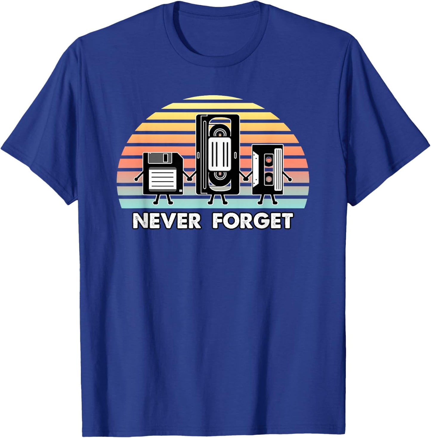 Never Forget Media Floppy Disk VHS Casette Audio Tape Retro Small T-Shirt - T-Shirt | Royal