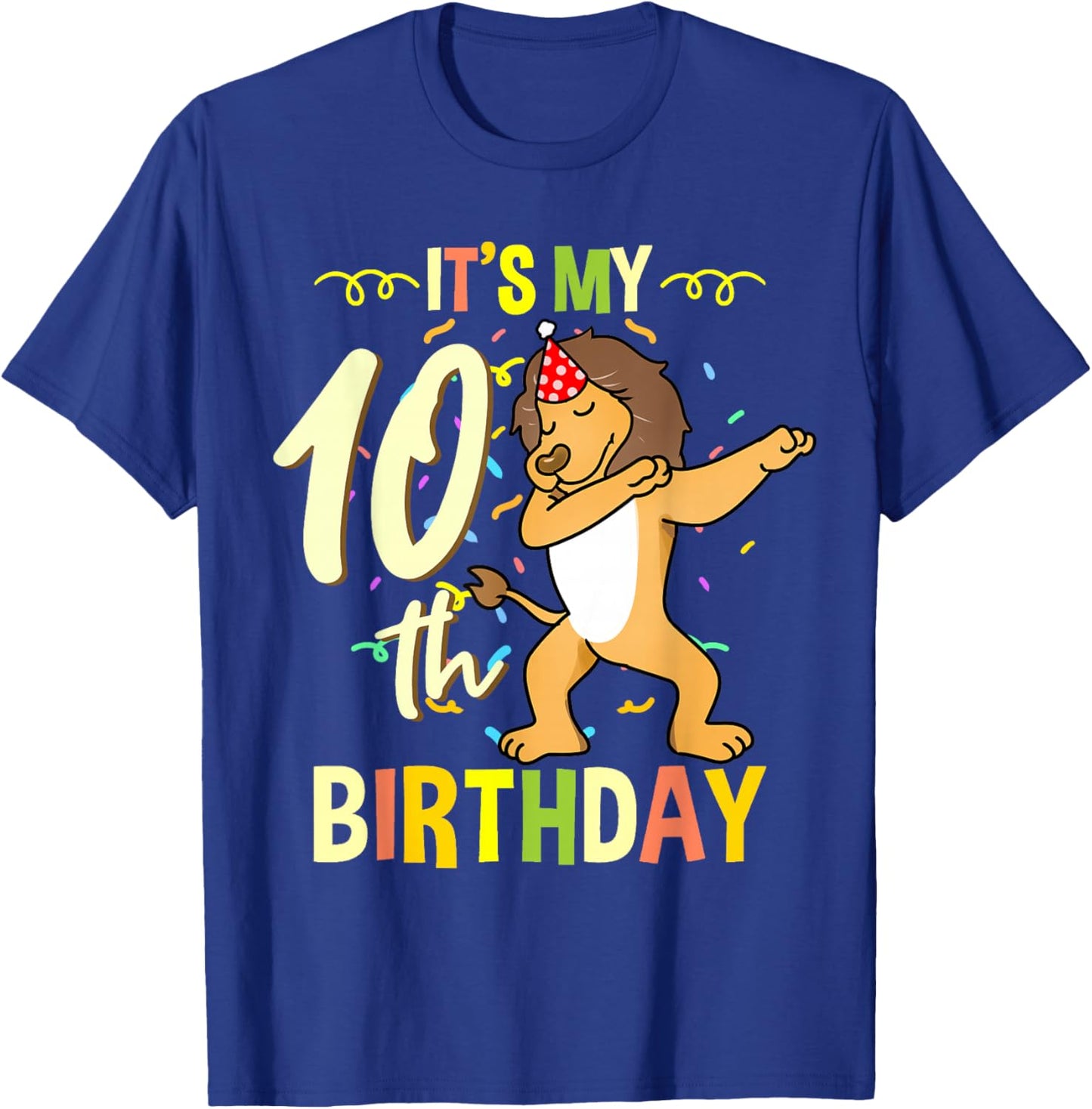 Its My 10th Birthday Dabbing Lion T-Shirt - T-Shirt | Royal