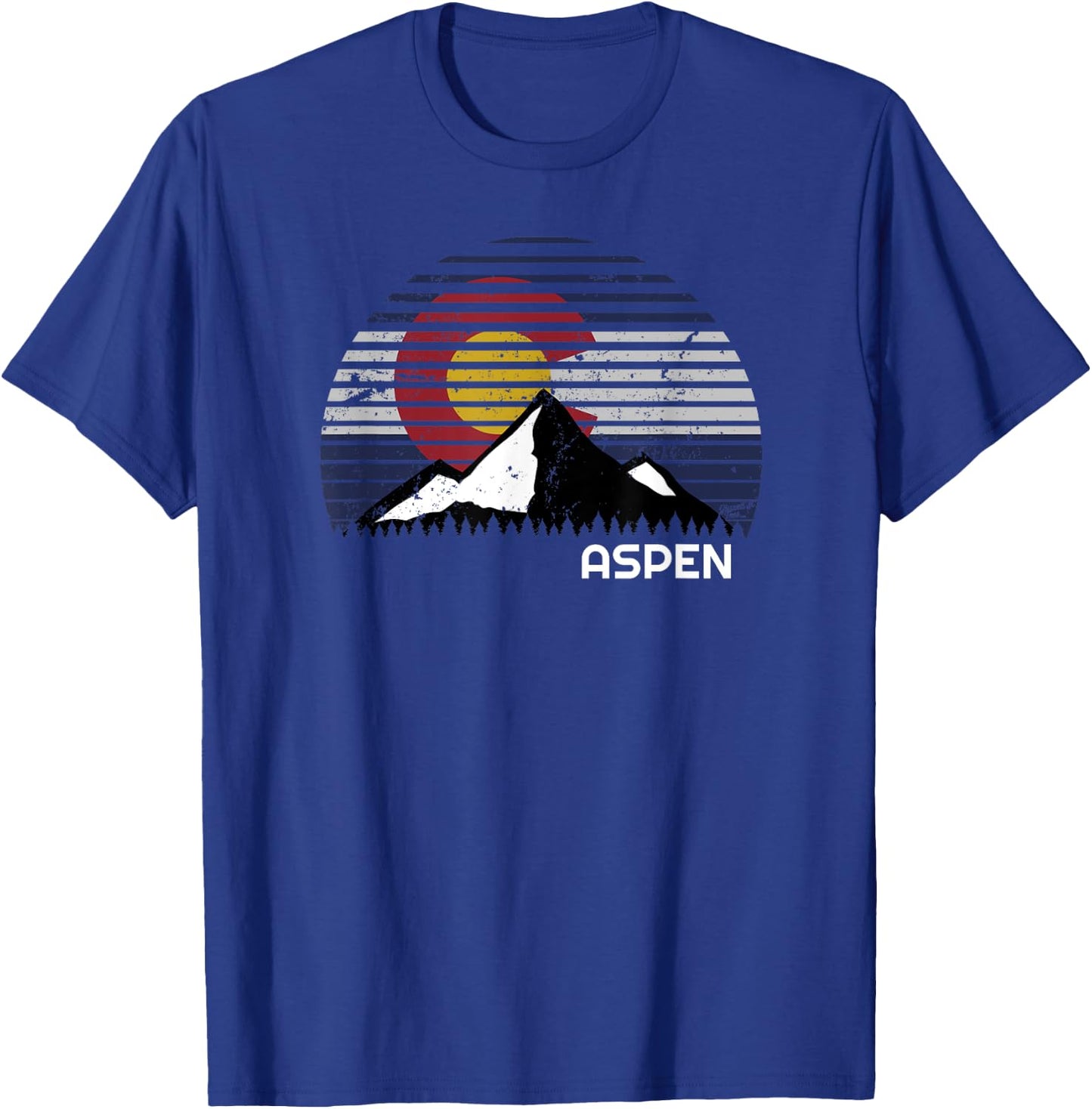 Aspen Colorado Flag - CO Bluebird Day Mountain T-Shirt - T-Shirt | Royal