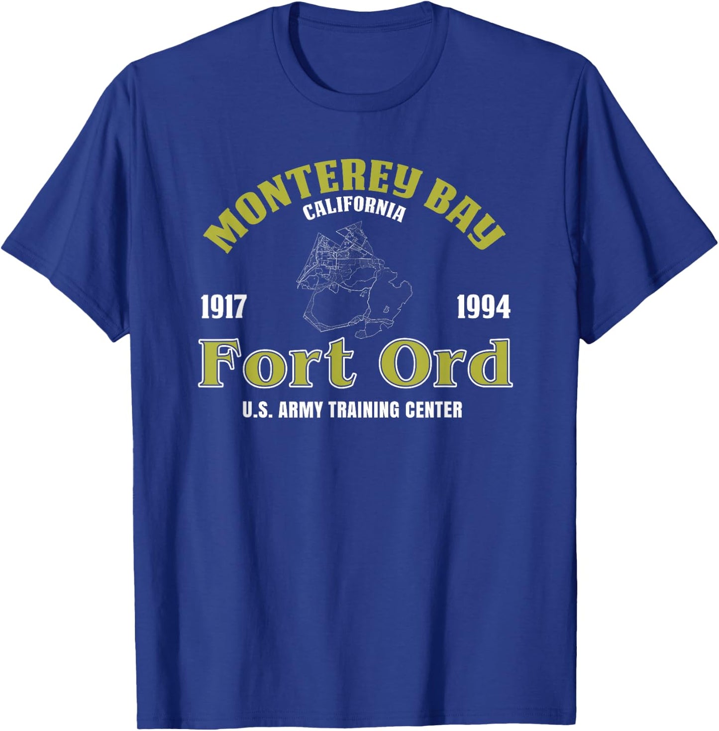 Monterey Bay California Fort Ord U.s. Army Training Center T-Shirt - T-Shirt | Royal