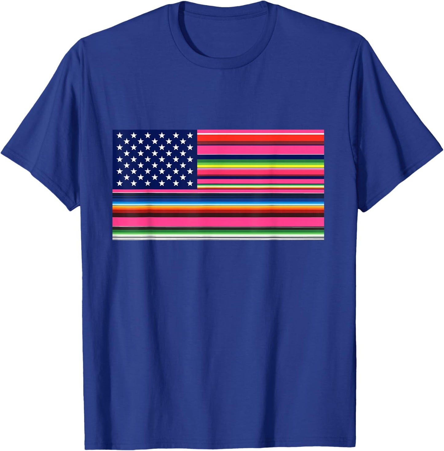 Mexican American Flag USA Serape Cinco De Mayo Party T Shirt T-Shirt - T-Shirt | Royal