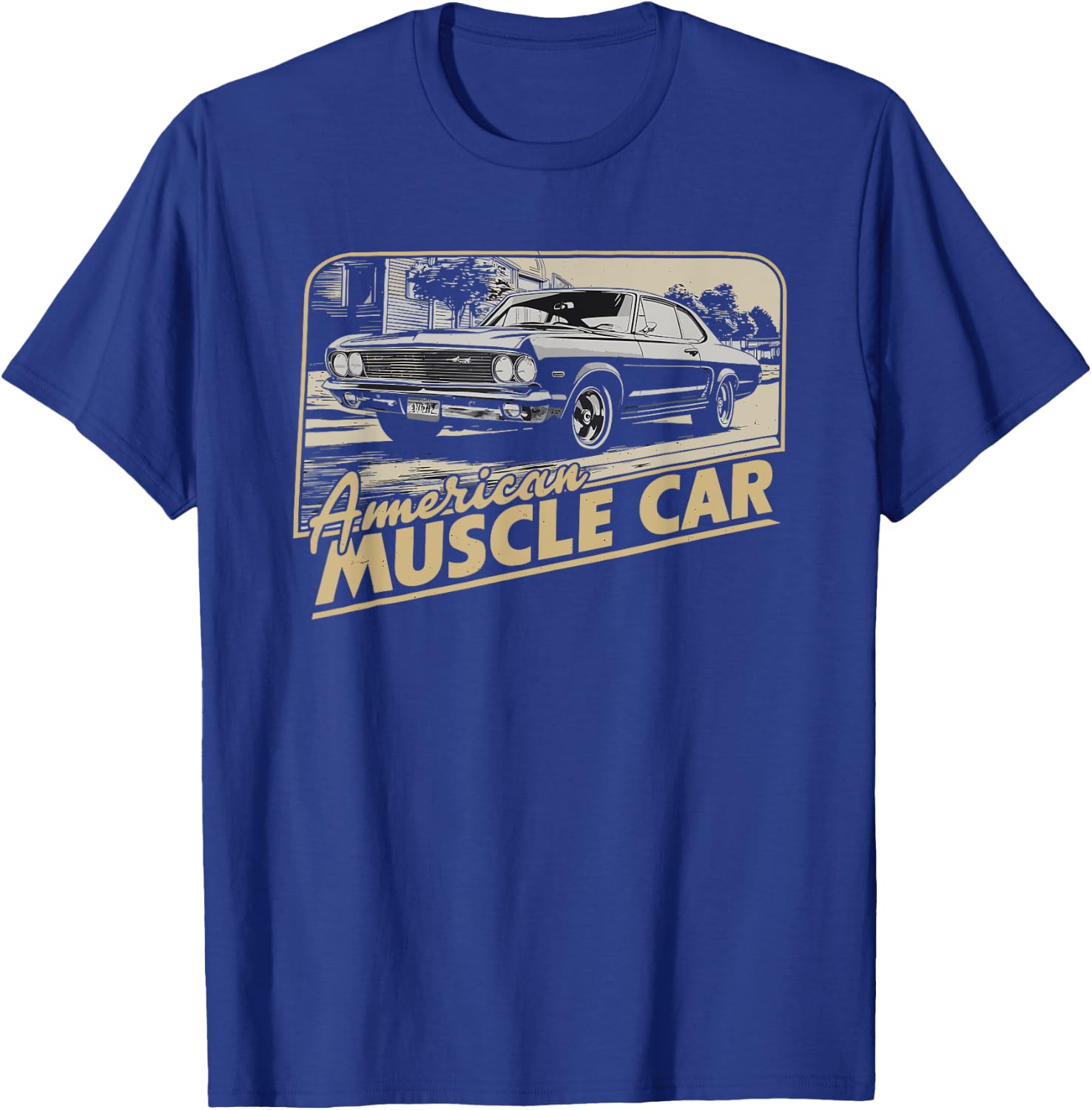 Muscle Car American Vintage Classic Funny Car Graphic T-Shirt - T-Shirt | Royal