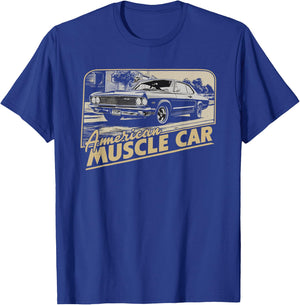 Muscle Car American Vintage Classic Funny Car Graphic T-Shirt - T-Shirt | Royal