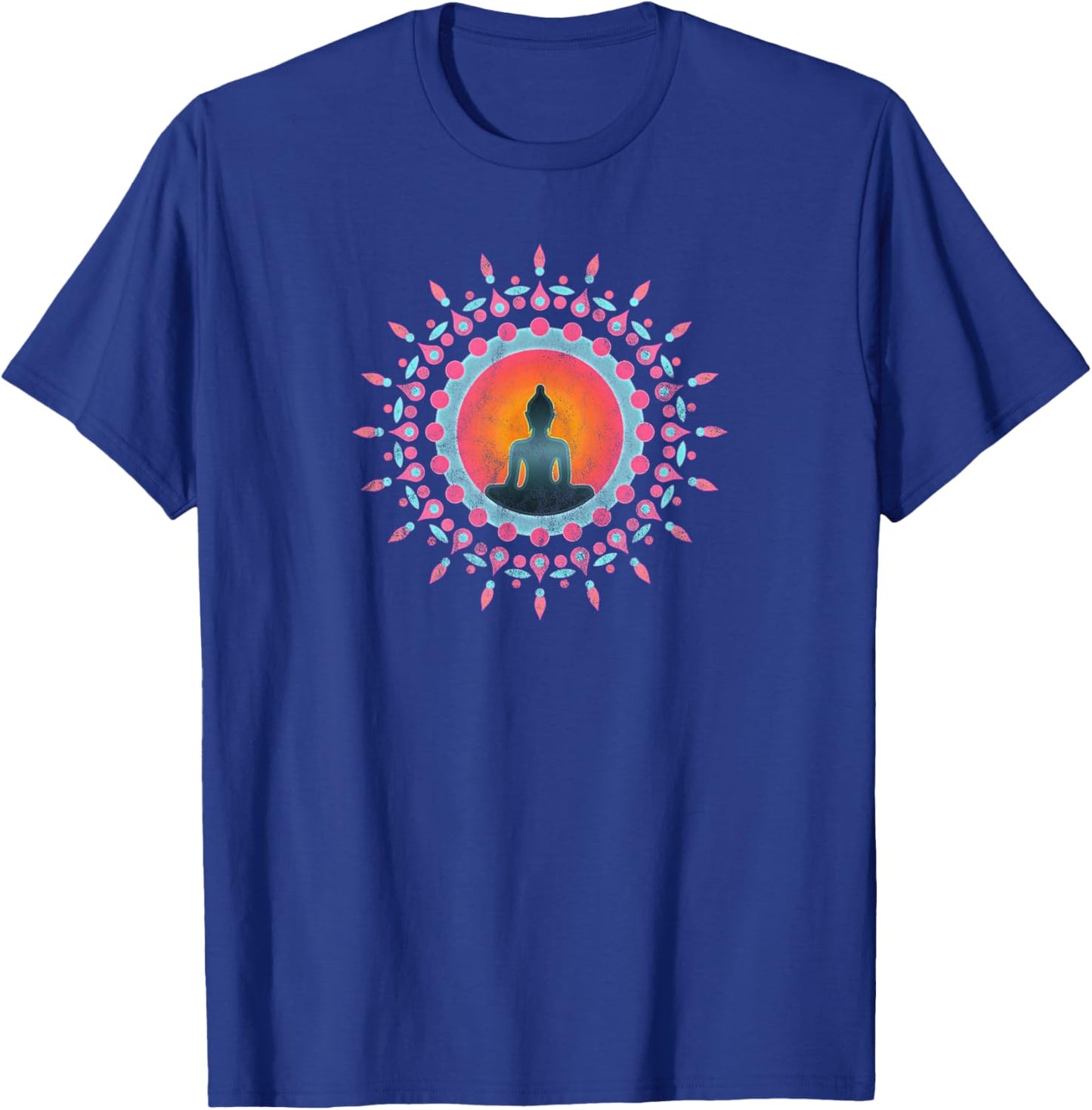 Buddha Meditation Sun Flower Mandala Buddhism Yoga Symbol T-Shirt - T-Shirt | Royal