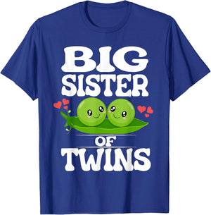 Big Sister Of Twins Cute Peas T-Shirt - T-Shirt | Royal