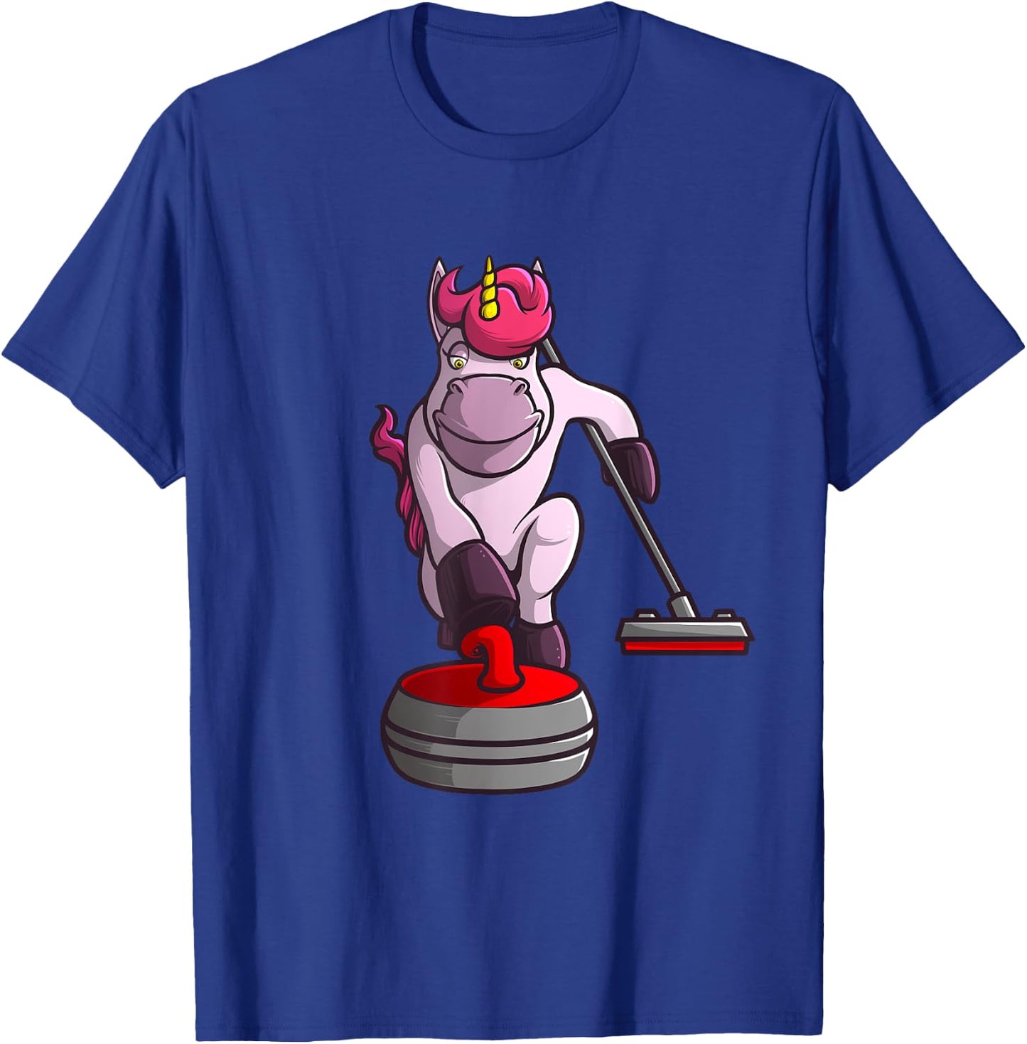 Funny Unicorn Curling Design Women Curling Player T-Shirt - T-Shirt | Royal