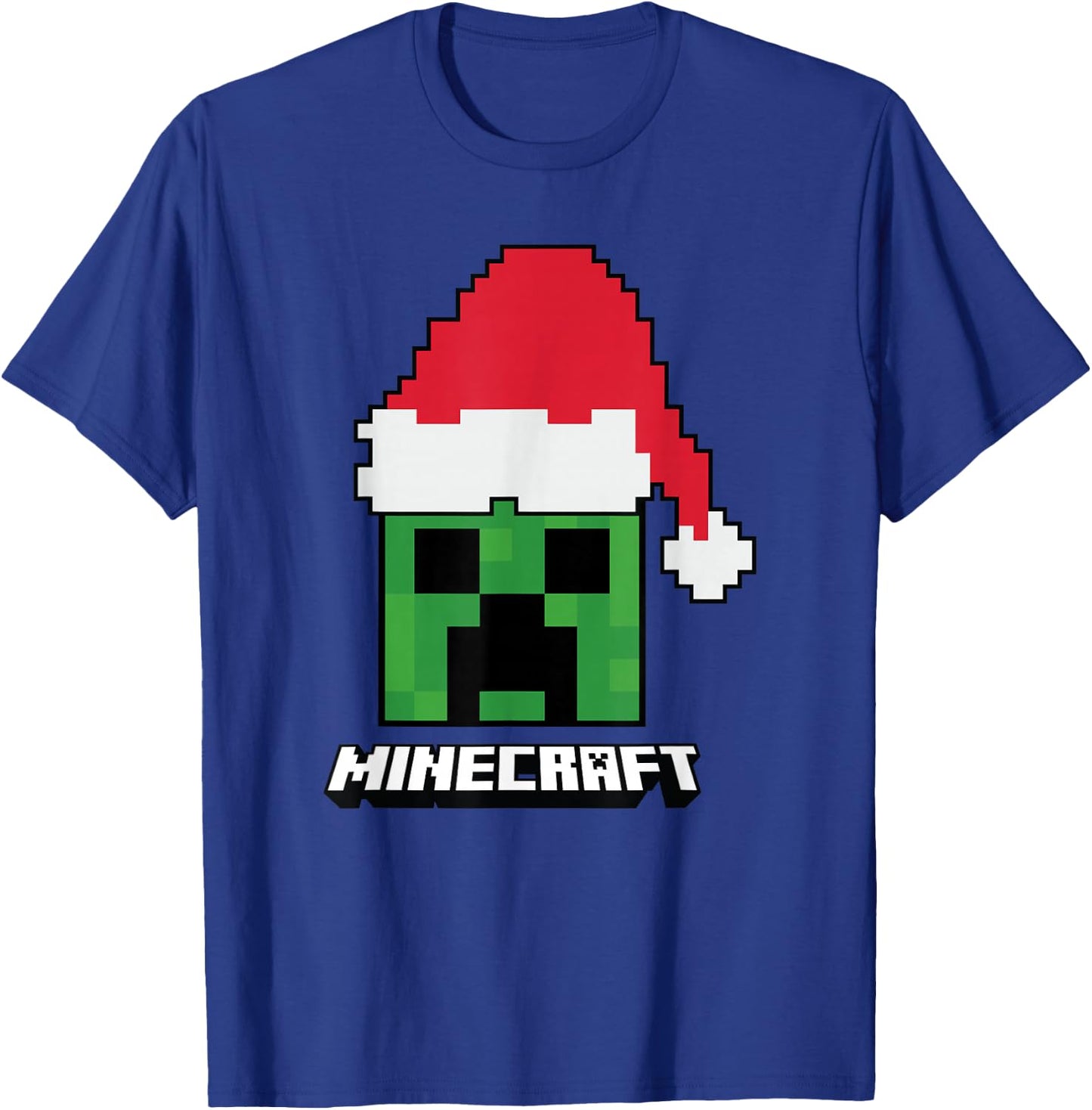 Minecraft Christmas Creeper Santa Hat T-Shirt - T-Shirt | Royal
