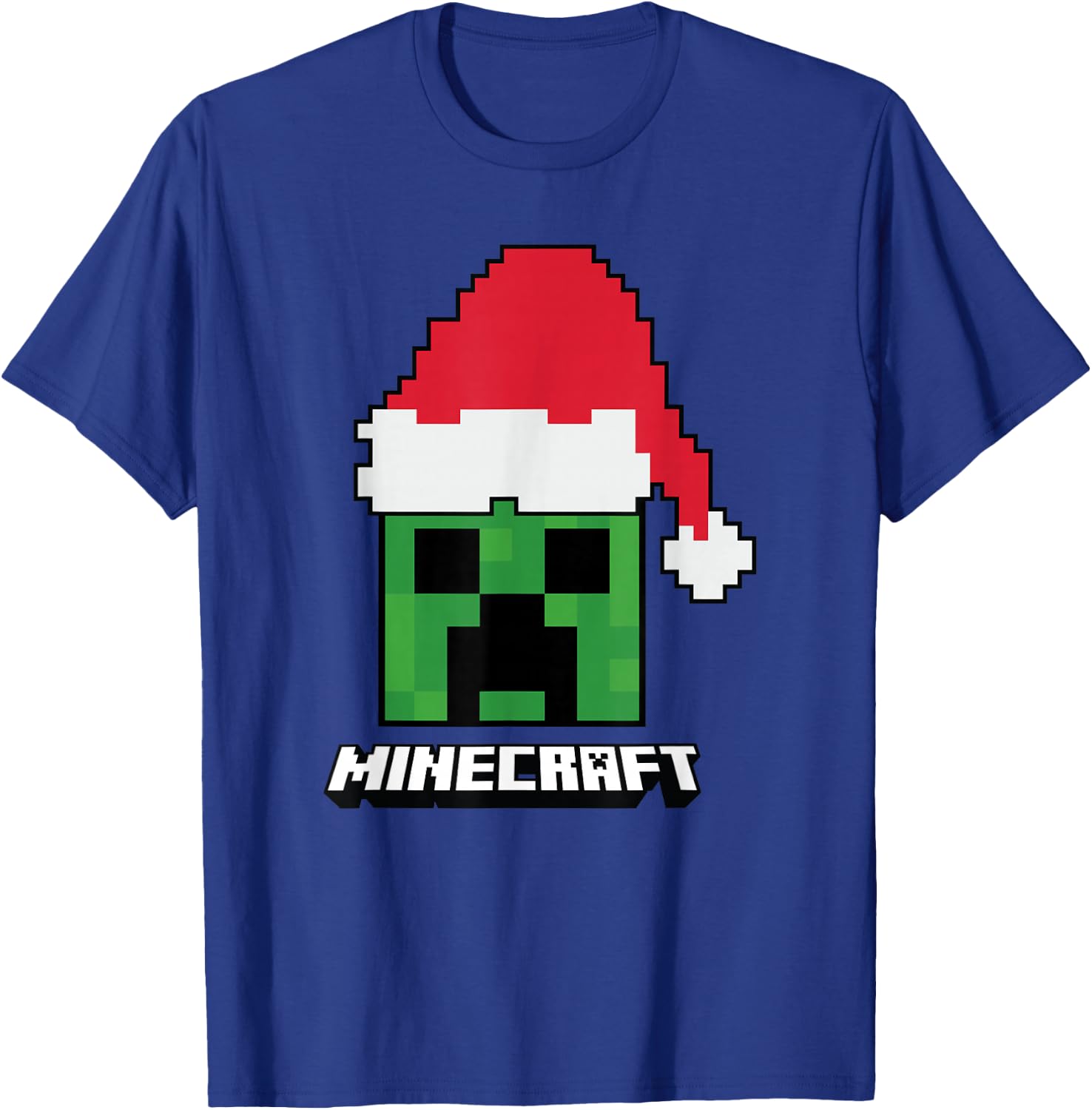 Minecraft Christmas Creeper Santa Hat T-Shirt - T-Shirt | Royal