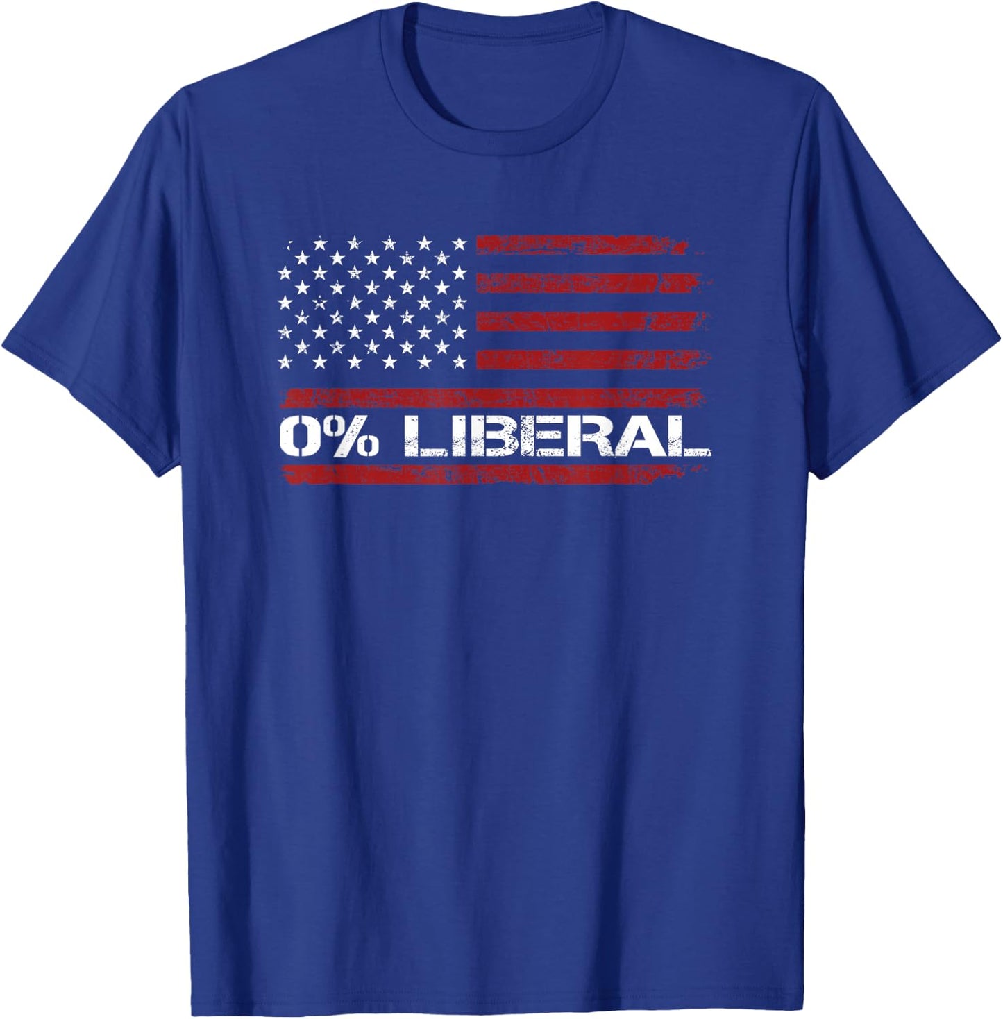 0% Liberal Zero Percent Anti Liberal - Red Republican Flag T-Shirt - T-Shirt | Royal