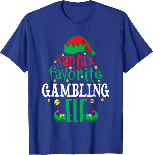 Santa's Favorite Gambling Elf Christmas Matching Casino T-Shirt - T-Shirt | Royal