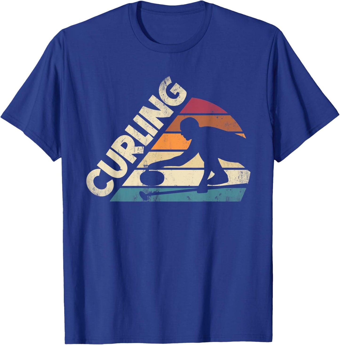 Curling Sport Curler Curling Player Silhouette T-Shirt - T-Shirt | Royal