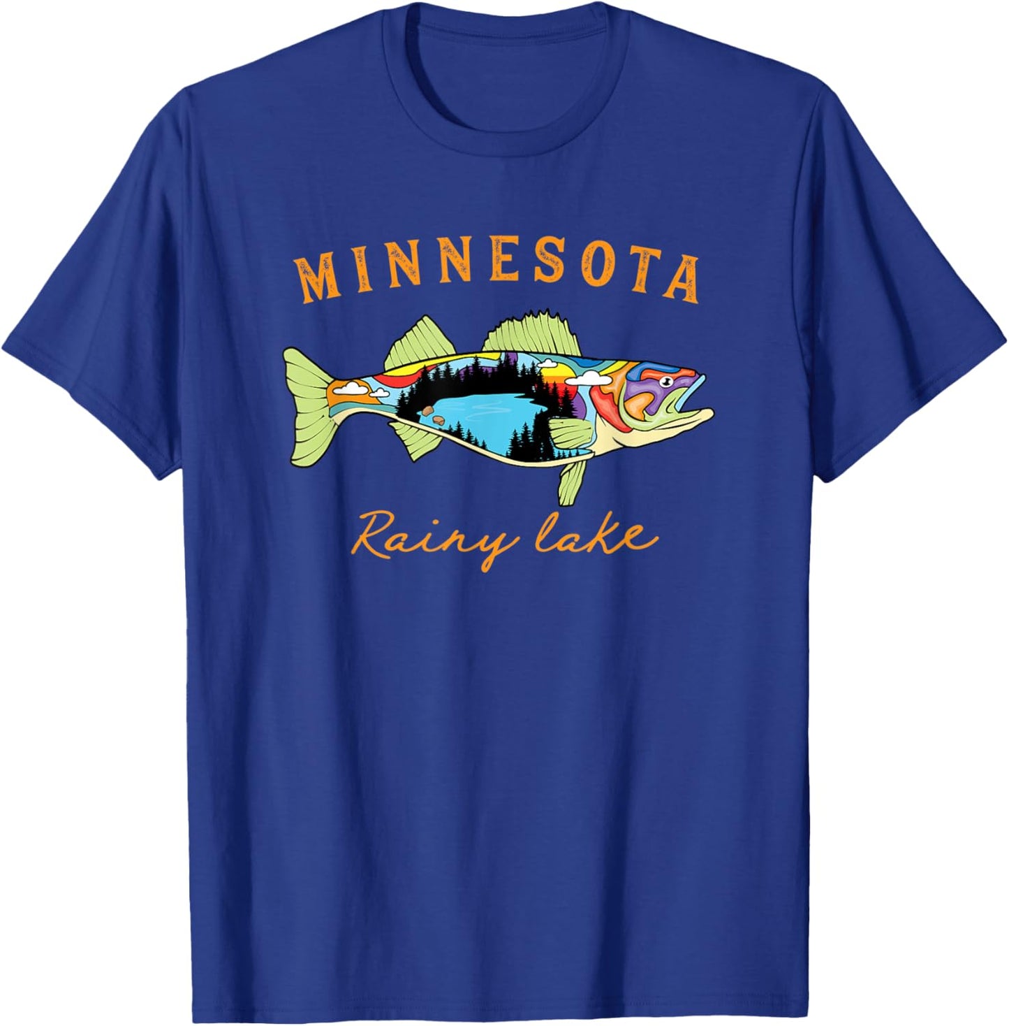 Cool Fisherman Minnesota Rainy Lake Fisher Walleye Fishing T-Shirt - T-Shirt | Royal