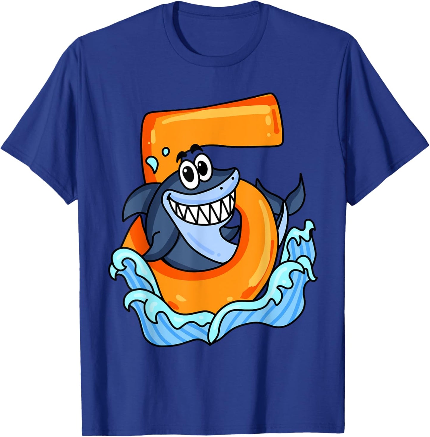 5th Birthday Shark Party Gift Five Years Old T-Shirt - T-Shirt | Royal