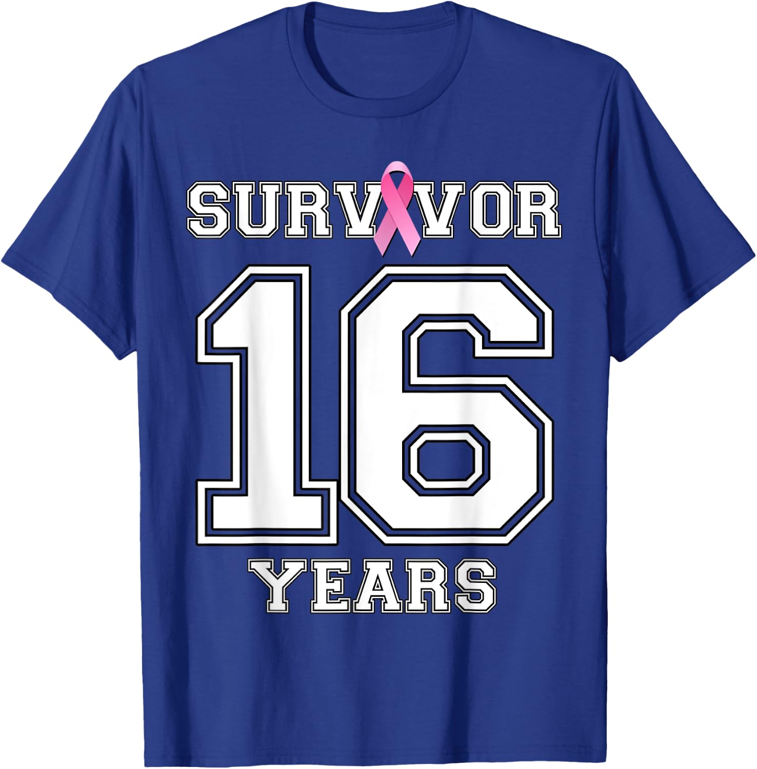 16 Years Breast Cancer Survivor Gifts Pink Ribbon T-Shirt - T-Shirt | Royal