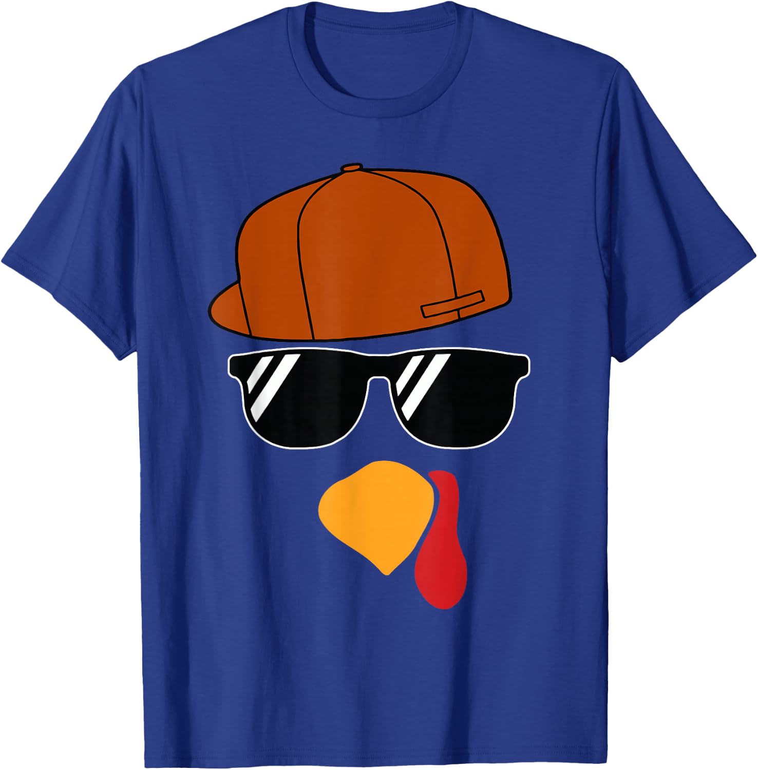 Boys Turkey Face Thanksgiving Trucker Hat Glasses Kids T-Shirt - T-Shirt | Royal