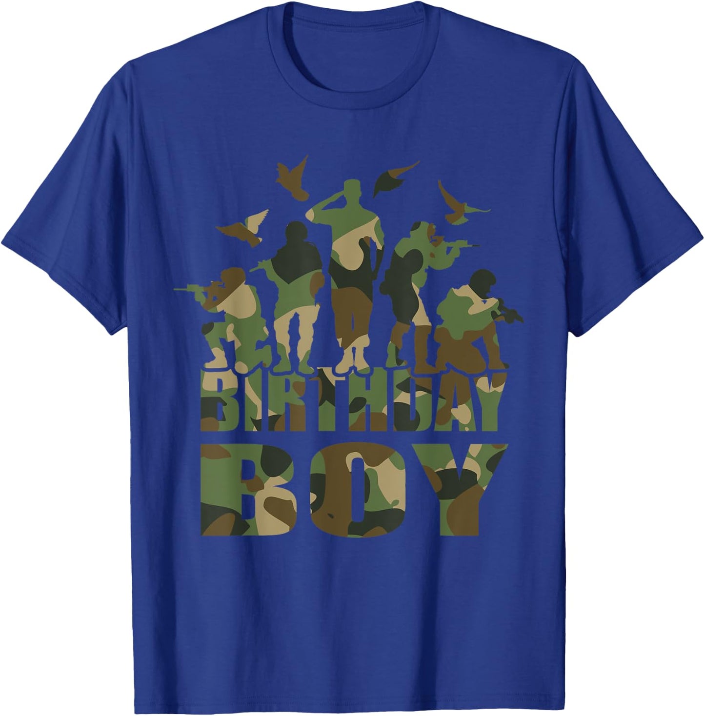 Birthday Boy American Camo Pattern Army Birthday Party T-Shirt - T-Shirt | Royal
