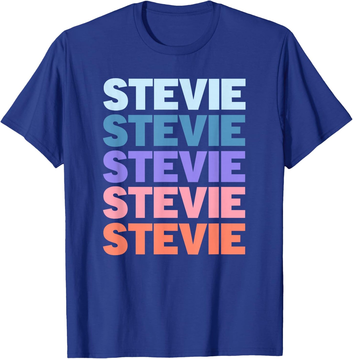 Funny Modern Repeated Text Design Stevie T-Shirt - T-Shirt | Royal