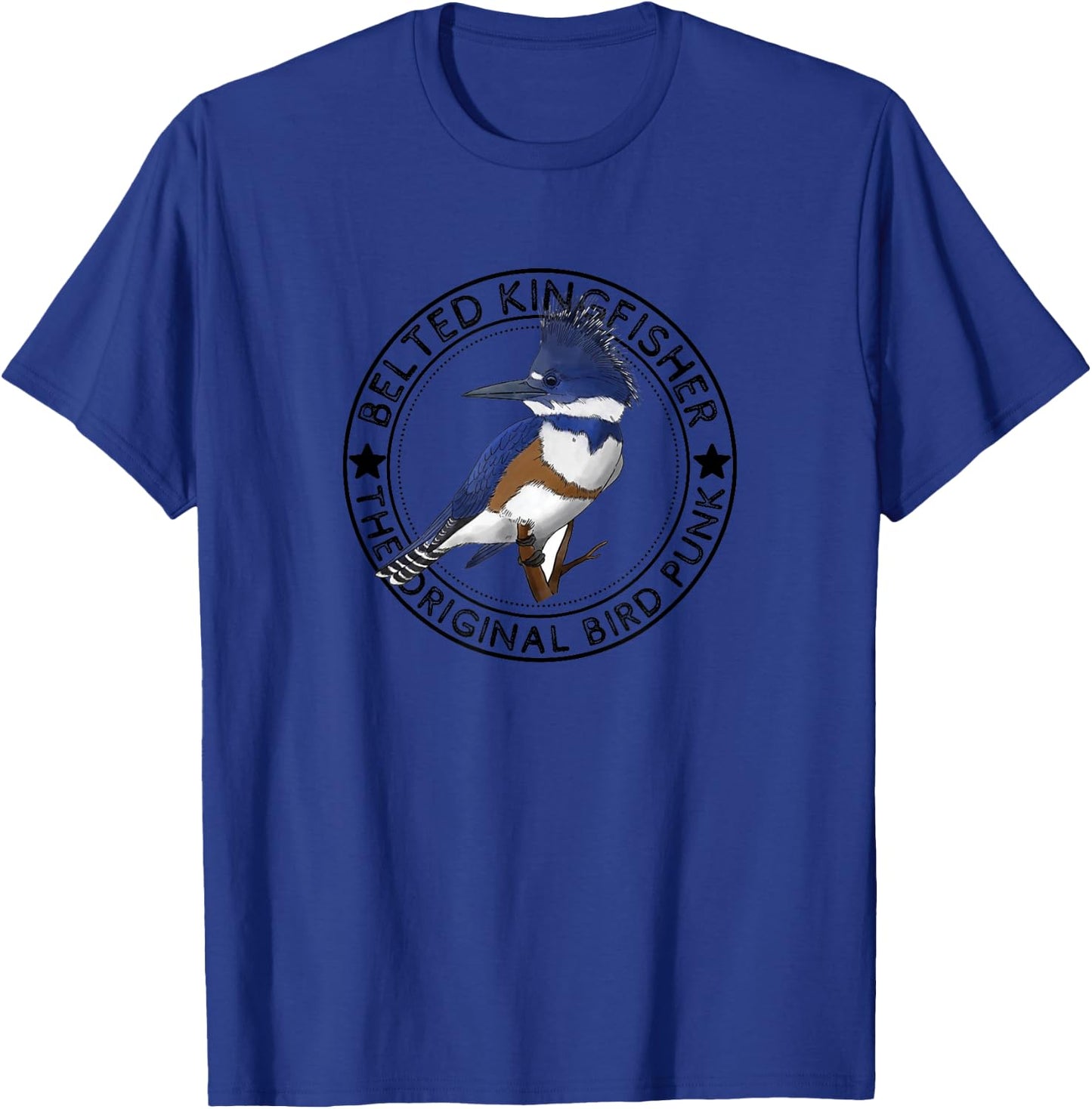 Belted Kingfisher The Original Bird Punk T-Shirt - T-Shirt | Royal
