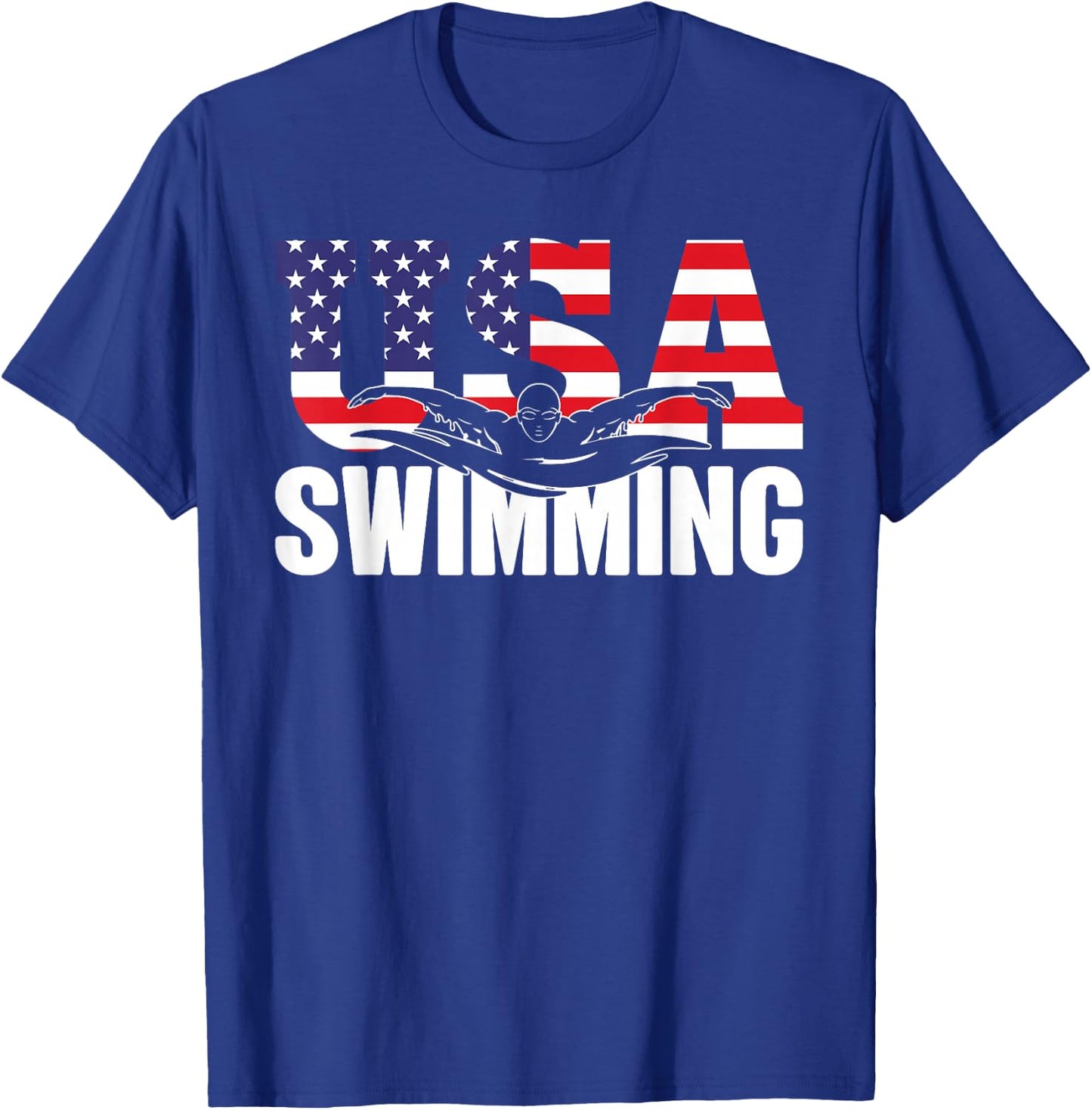 Swimming - US American Flag - Water, Swimmer & Swim T-Shirt - T-Shirt | Royal