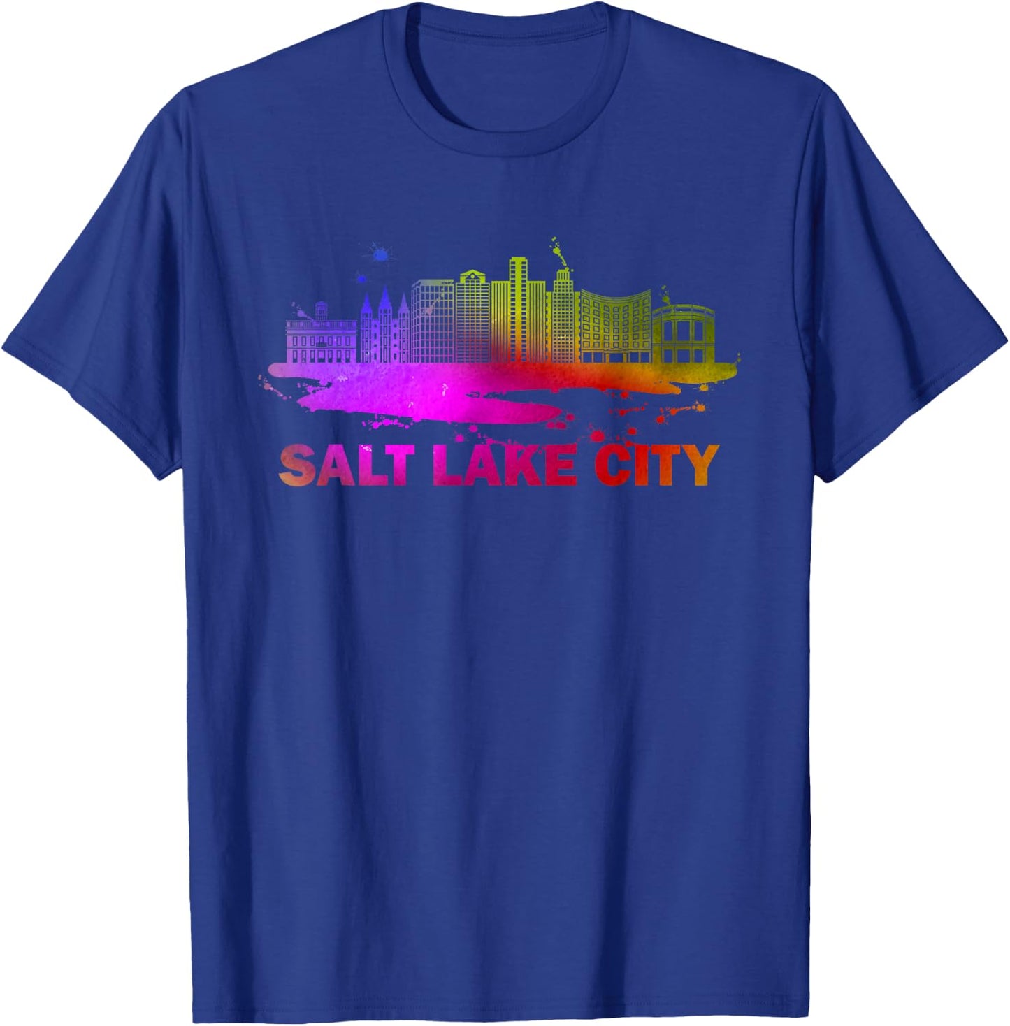 Colorful Salt Lake City Cityscape Souvenir - Salt Lake City T-Shirt - T-Shirt | Royal