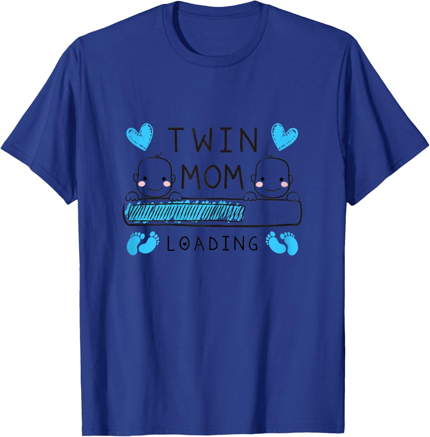 Twin Mama Loading Mom of Twin Boys Pregnancy Announcement T-Shirt - T-Shirt | Royal