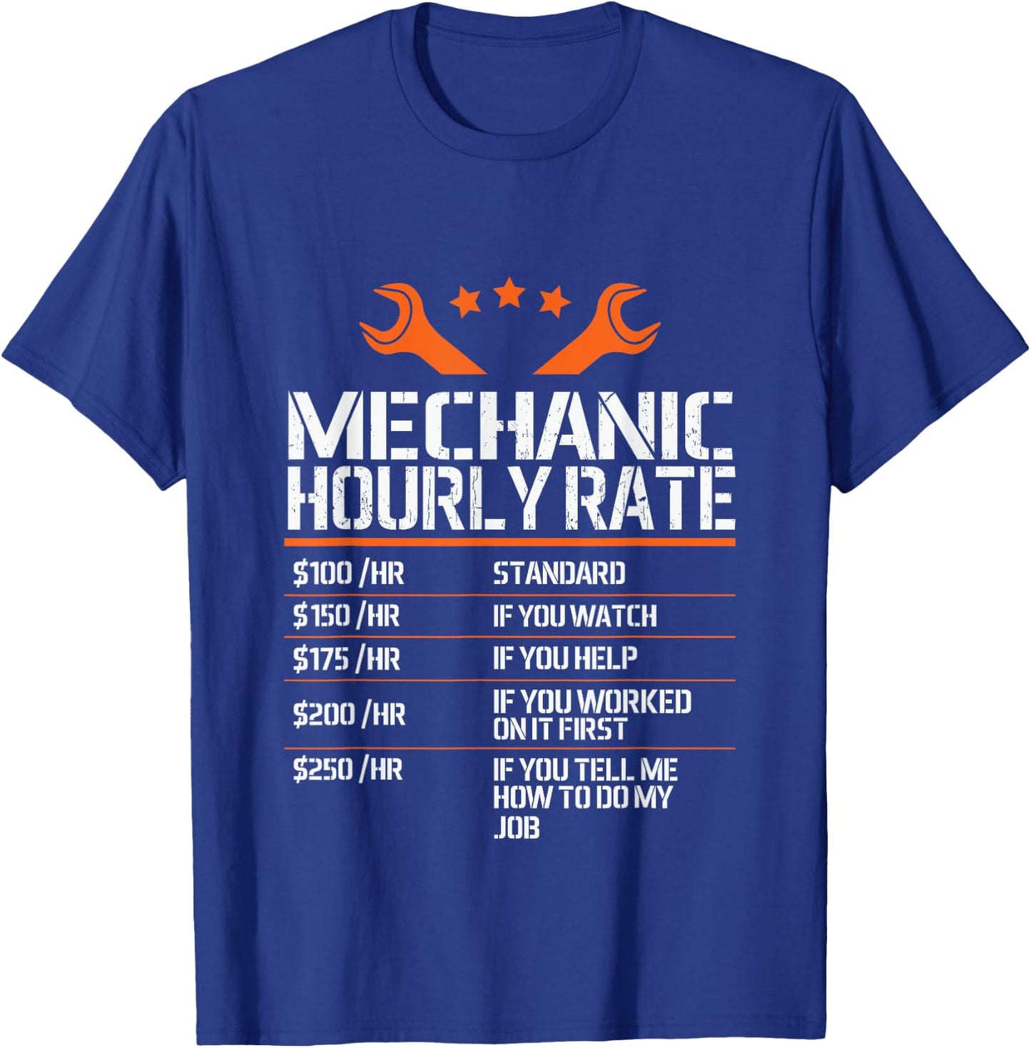 Mechanic Hourly Rate - Mechanic Labor Rates Funny Handyman T-Shirt - T-Shirt | Royal