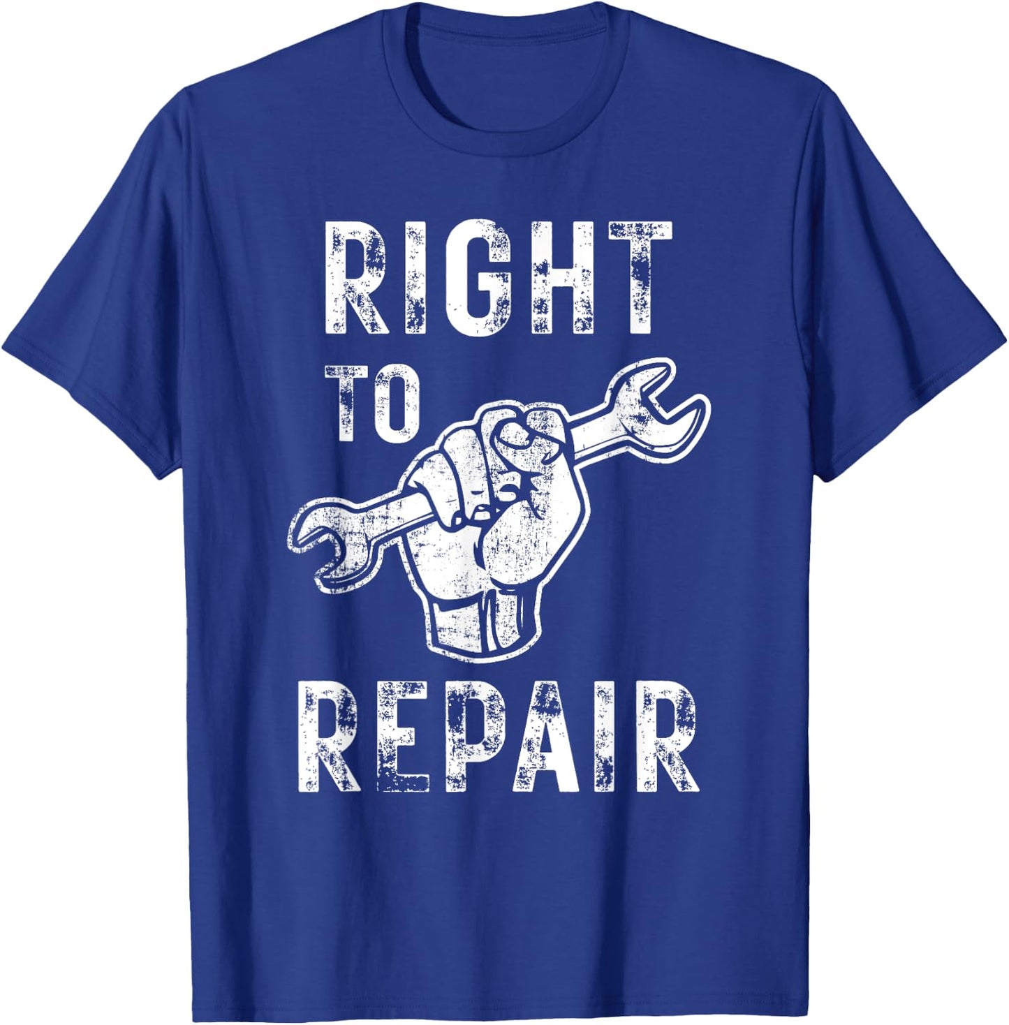 Right to Repair Fist and Wrench Mechanic T-Shirt - T-Shirt | Royal