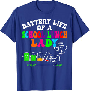 Lunch Lady Battery Cafeteria Food Preparation Assistant T-Shirt - T-Shirt | Royal