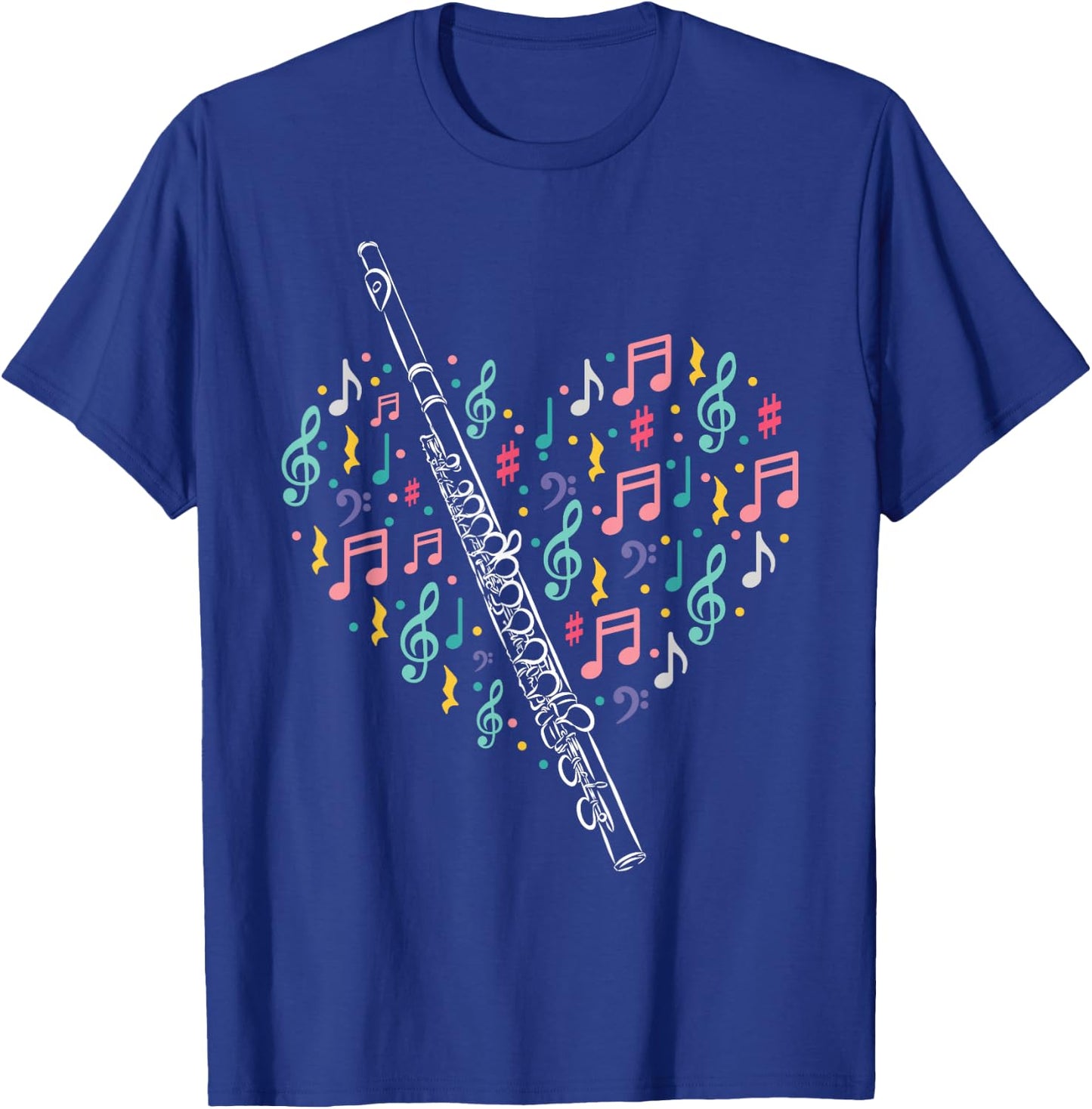 Flute Heart - Flute Player Flutist Marching Band Music T-Shirt - T-Shirt | Royal