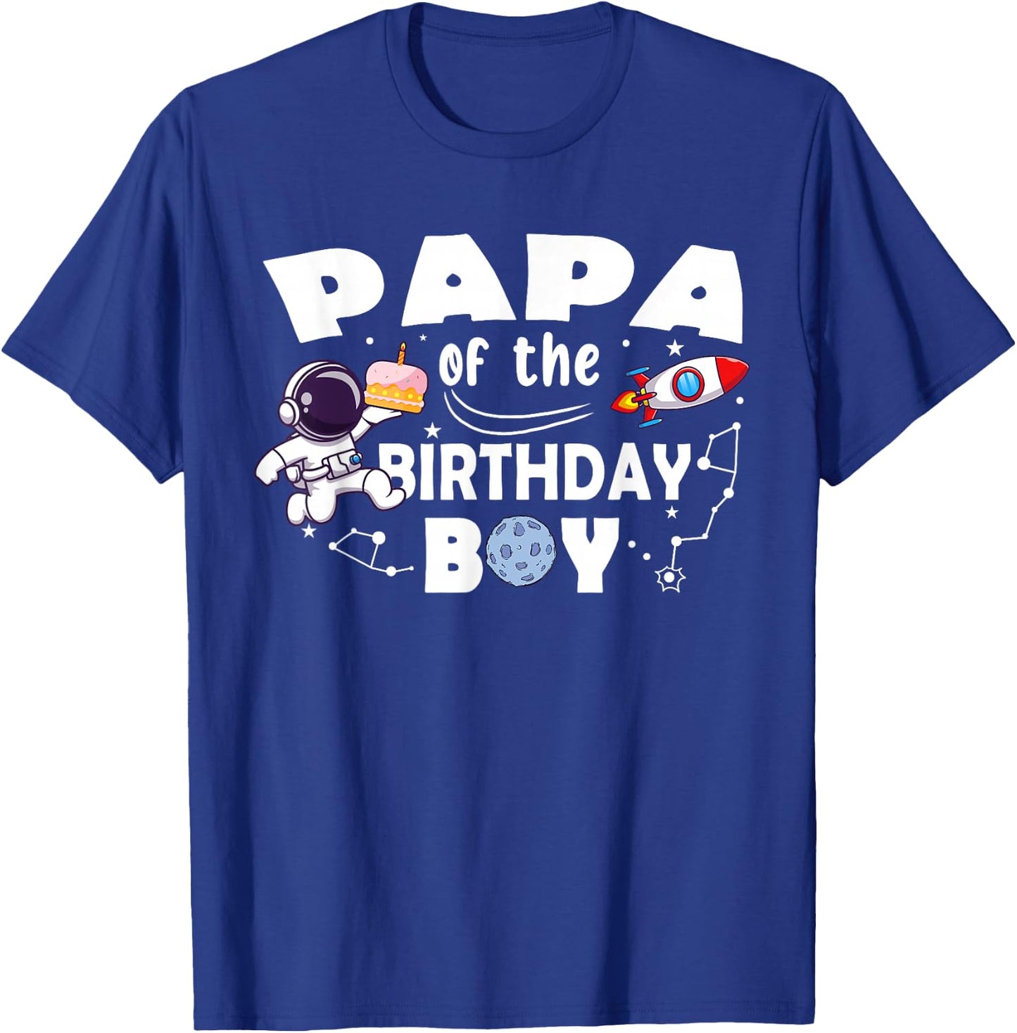 Papa Of The Birthday Astronaut Boy Space Theme T-Shirt - T-Shirt | Royal