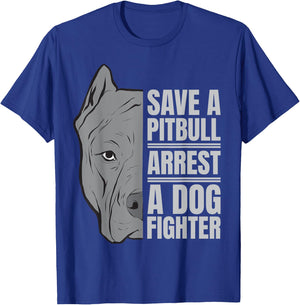Save a Pitbull | Anti-Dog Fighting Advocacy Design T-Shirt - T-Shirt | Royal
