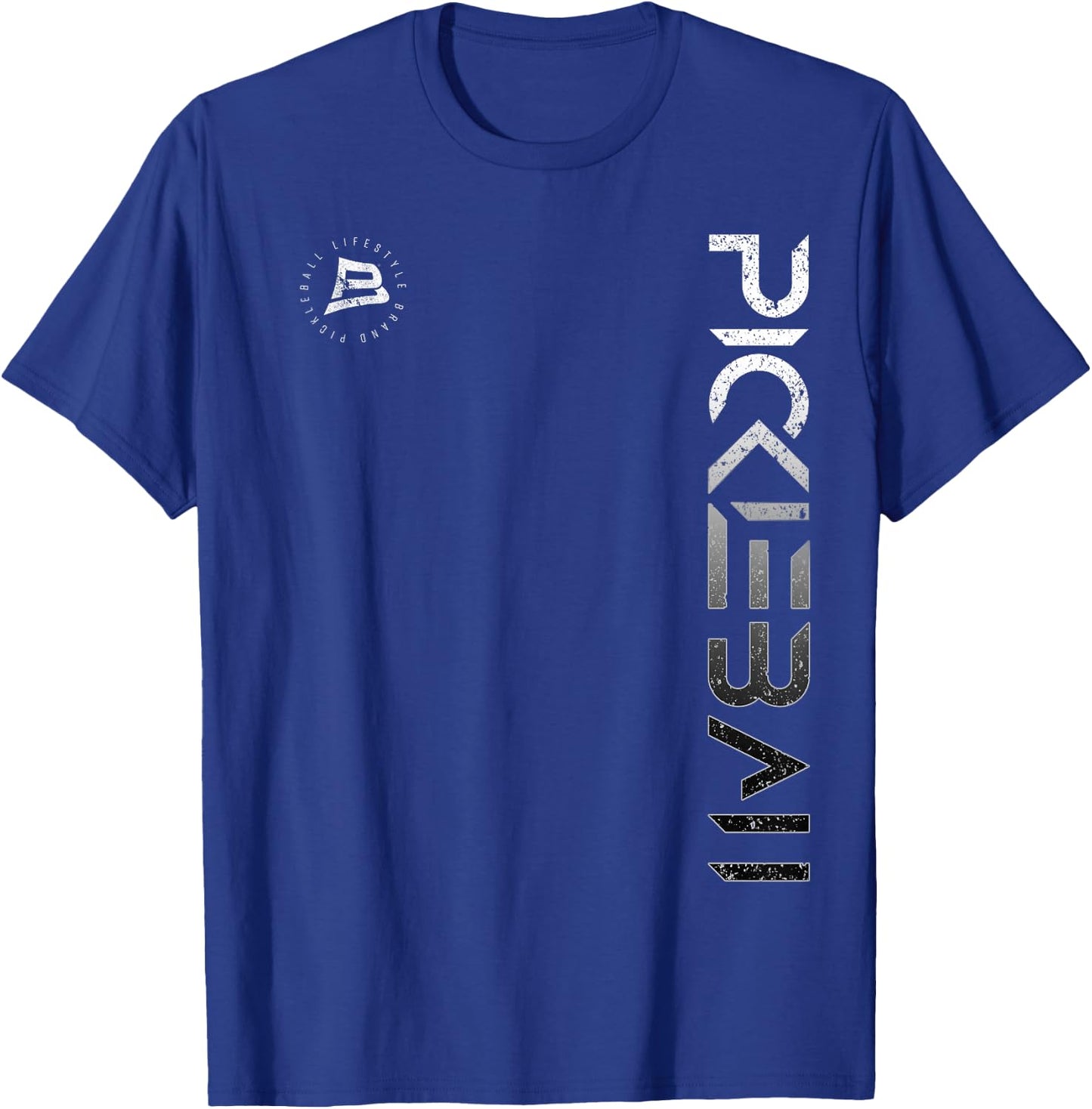 Pickleball Distressed Black White Gradient T-Shirt - T-Shirt | Royal