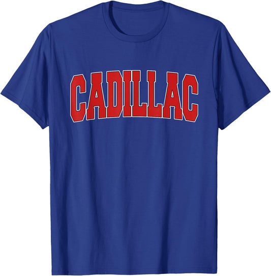 CADILLAC MI MICHIGAN Varsity Style USA Vintage Sports T-Shirt - T-Shirt | Royal