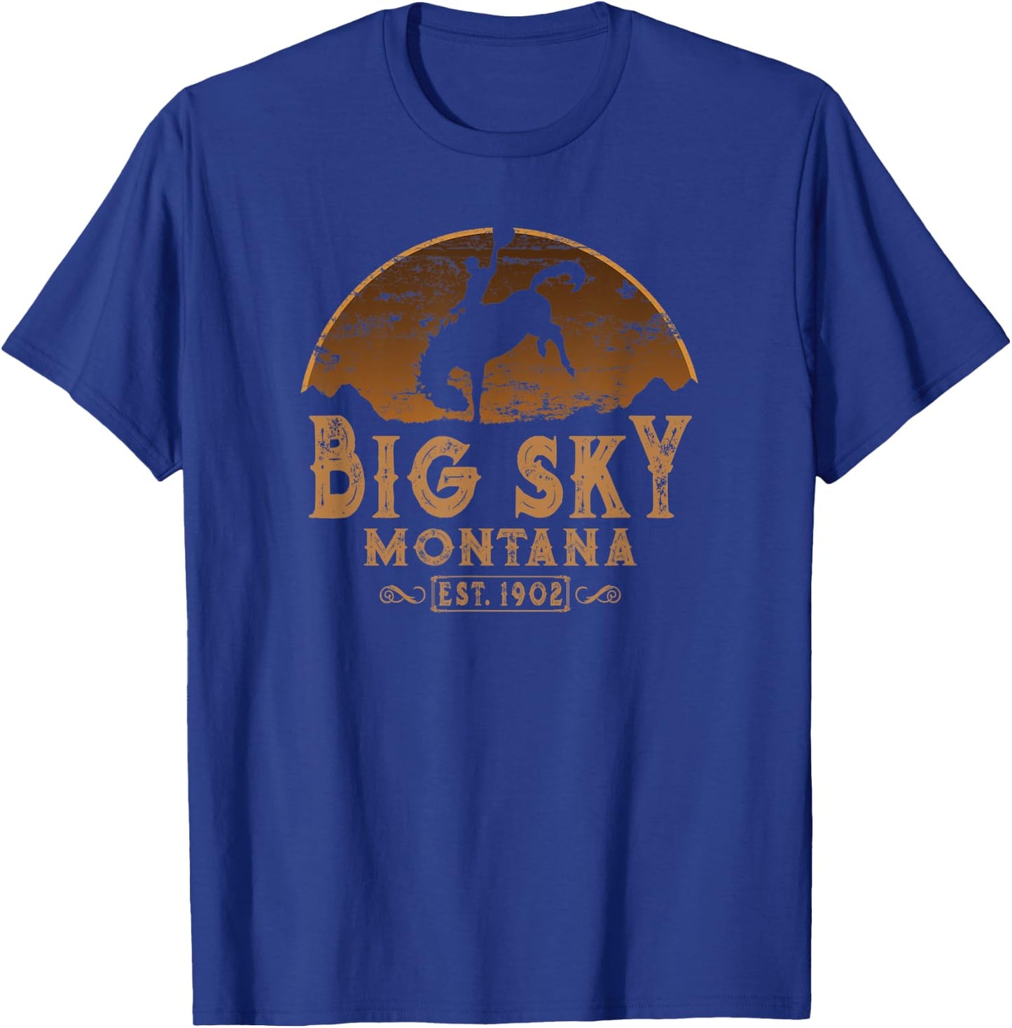 Big Sky Montana MT Wild West Rodeo Cowboy T-Shirt - T-Shirt | Royal