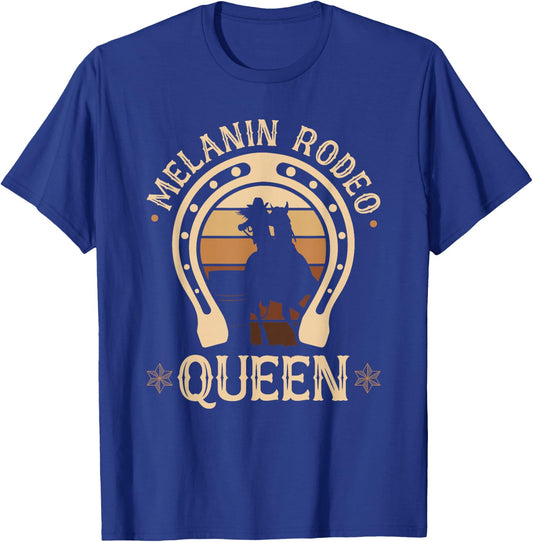 Barrel Racing Melanin Rodeo Queen African American Cowgirl T-Shirt - T-Shirt | Royal