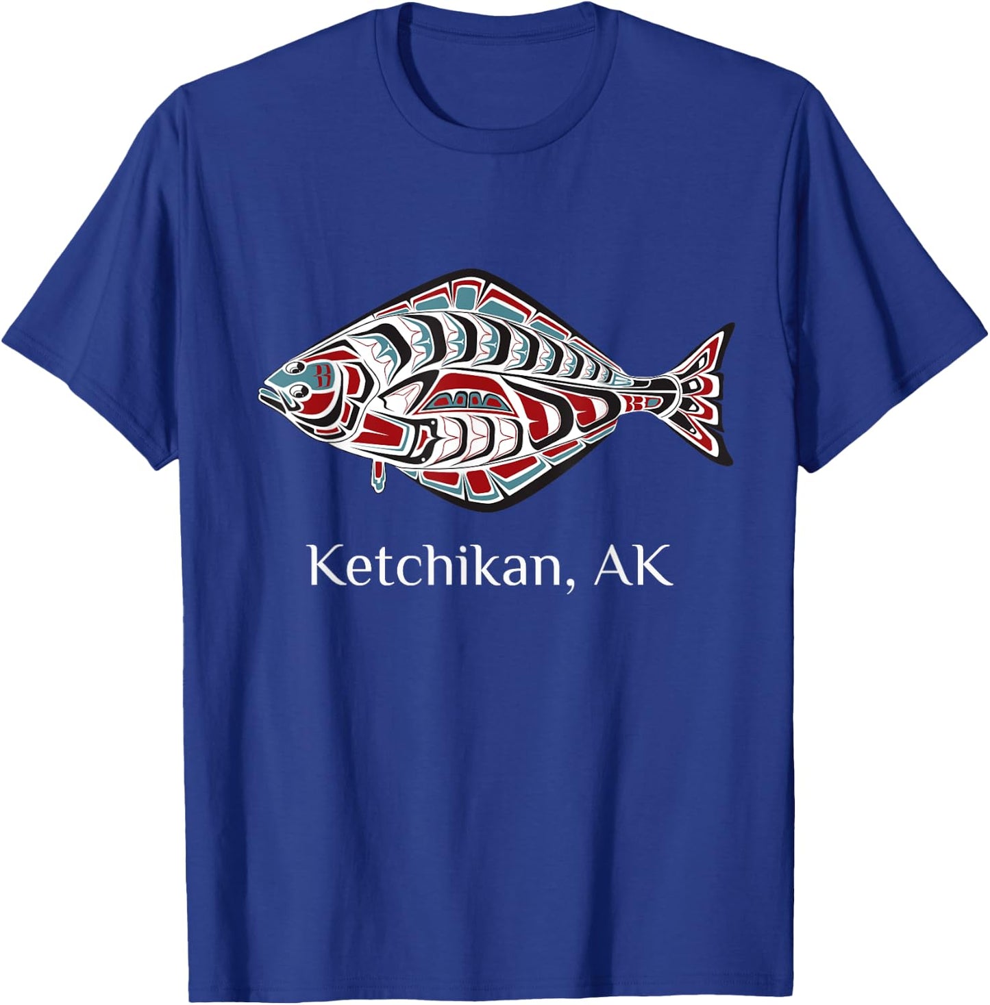 Ketchikan, Alaska Halibut Native American Fishers T-Shirt - T-Shirt | Royal