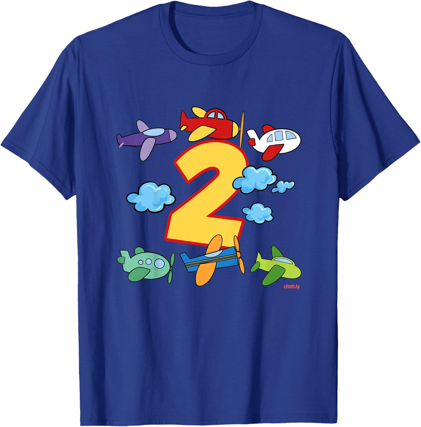Kids 2nd Birthday Boys Airplane Pilot 2 Years Birthday T-Shirt - T-Shirt | Royal