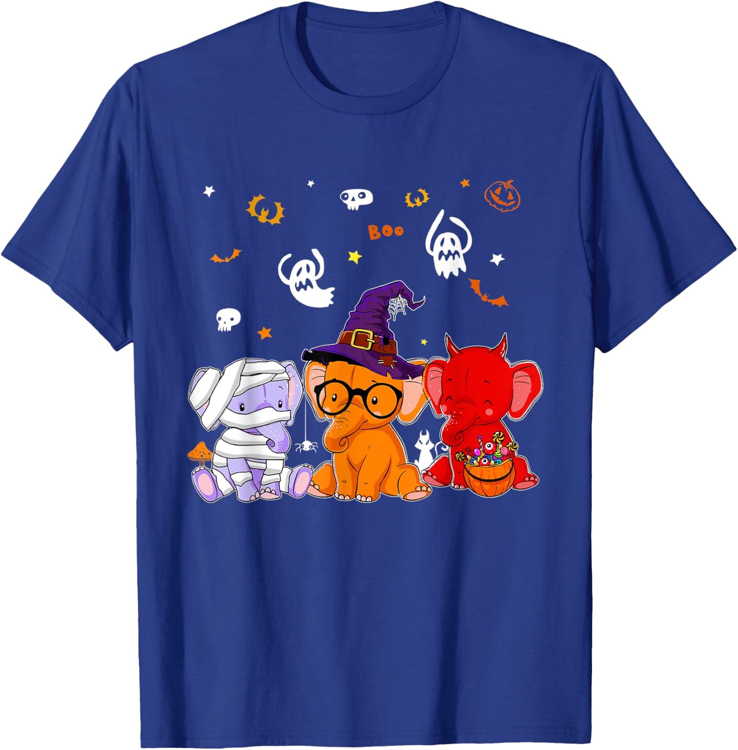 Cute Elephants In Mummy Wicked Witches Devil Halloween T-Shirt - T-Shirt | Royal