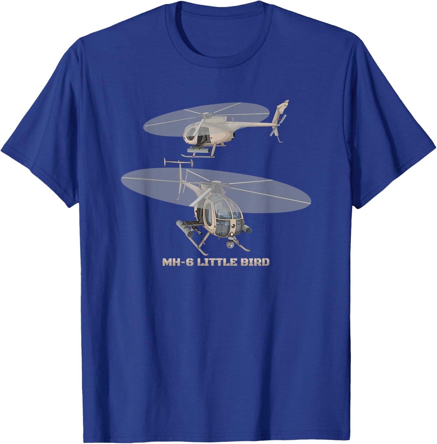 MH-6 Little Bird Military Helicopter Diagram T-Shirt - T-Shirt | Royal