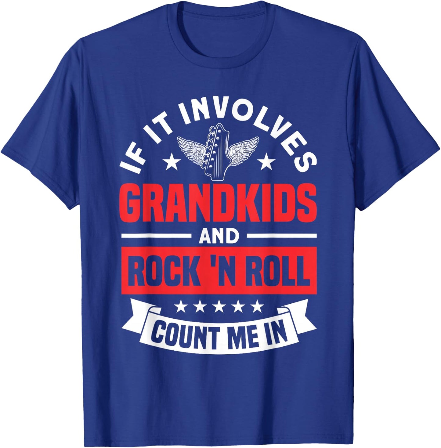 Grandkids And Rock 'n Roll Rock N Roll Guitar T-Shirt - T-Shirt | Royal