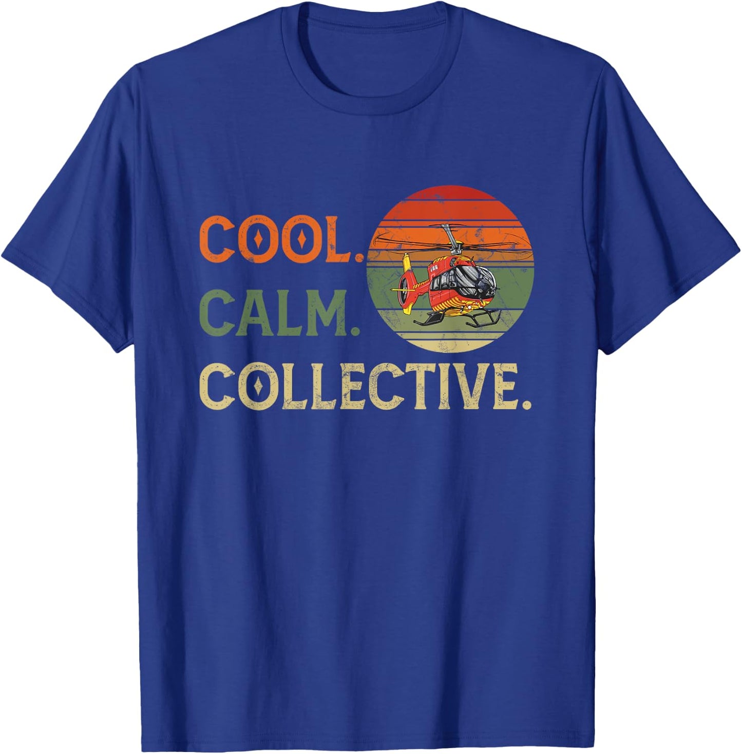 Cool Calm Collective for Helicopter Pilots Vintage Sunset T-Shirt - T-Shirt | Royal