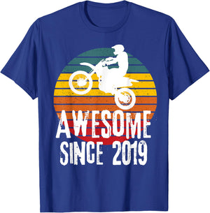 Awesome Since 2019 Retro Motorcycle Dirt bike Boy's Birthday T-Shirt - T-Shirt | Royal